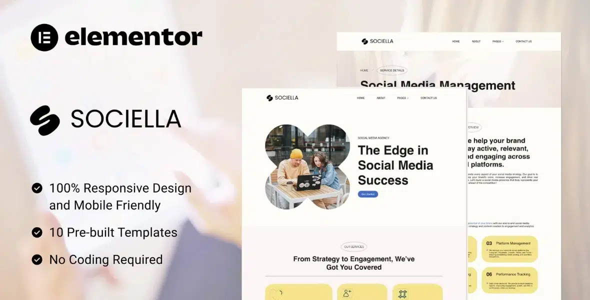 Sociella – Social Media Agencies Elementor Template Kit 1 Sociella – Social Media Agencies Elementor Template Kit