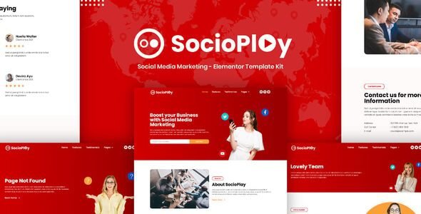 Socioplay – Social Media Marketing Elementor Template Kit 1 Socioplay – Social Media Marketing Elementor Template Kit