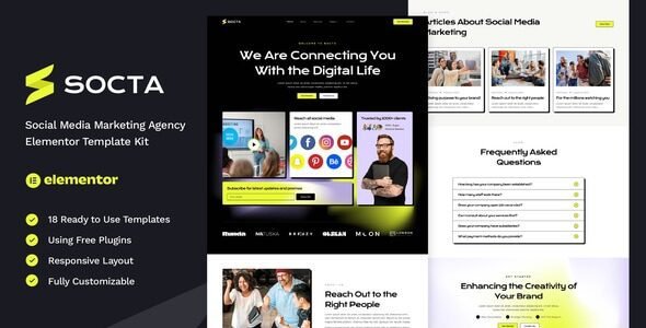 Socta – Social Media Marketing Agency Elementor Template Kit 1 Socta – Social Media Marketing Agency Elementor Template Kit