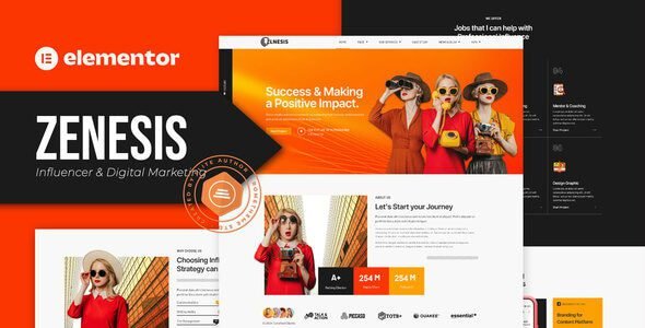 Zenesis – Influencer & Digital Marketing Elementor Template Kit
