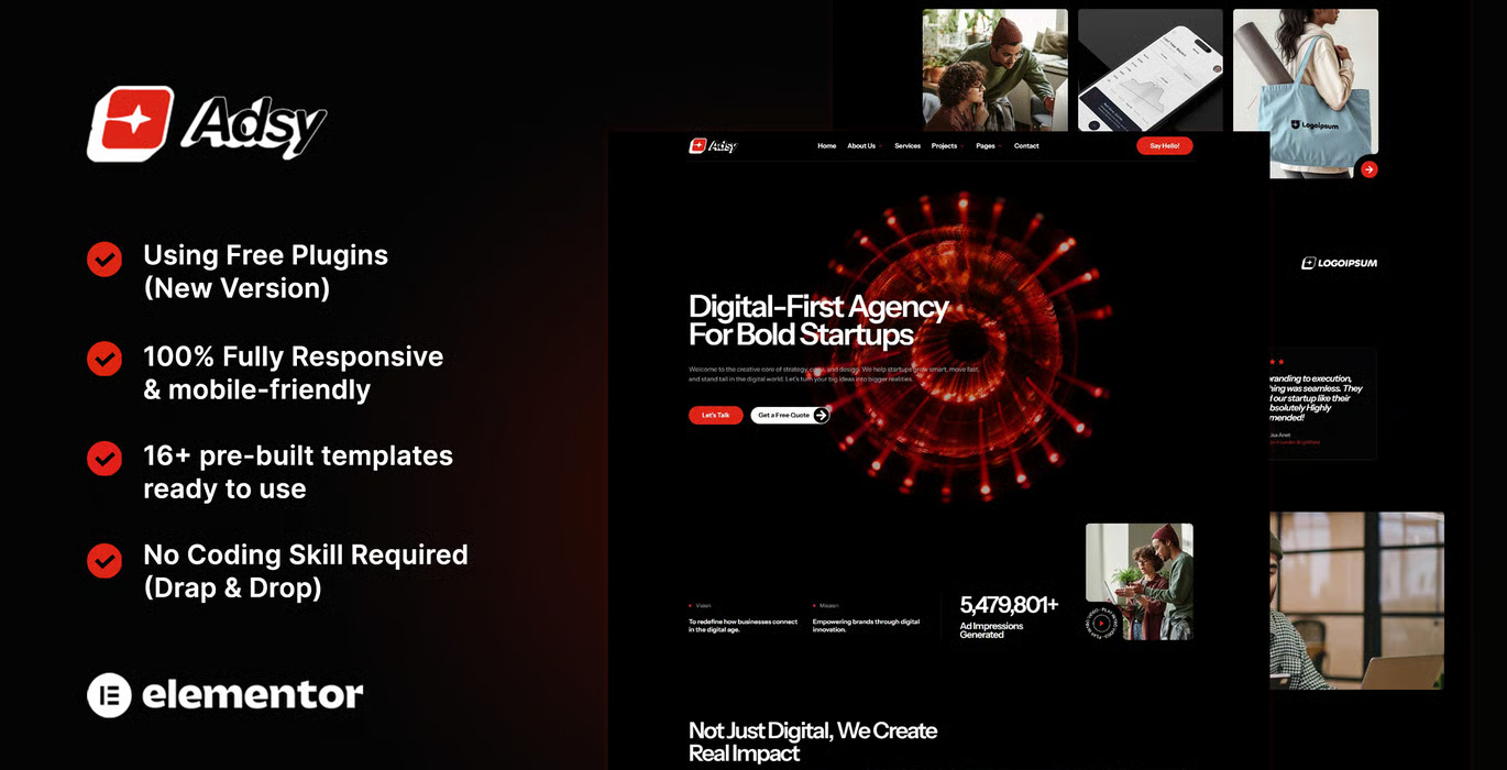 Adsy – Digital Agency Elementor Template Kit