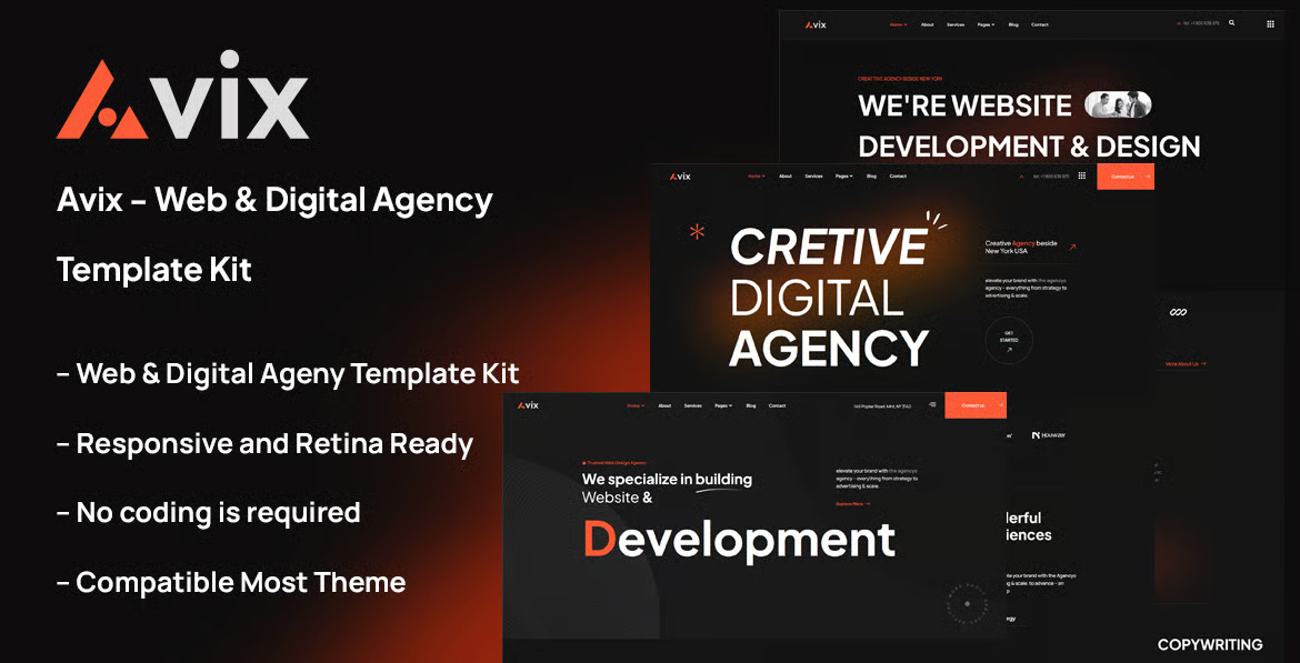 Avix – Web and Digital Agency Elementor Template Kit