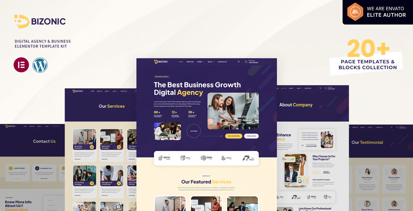 Bizonic – Digital Agency & Business Elementor Template Kit