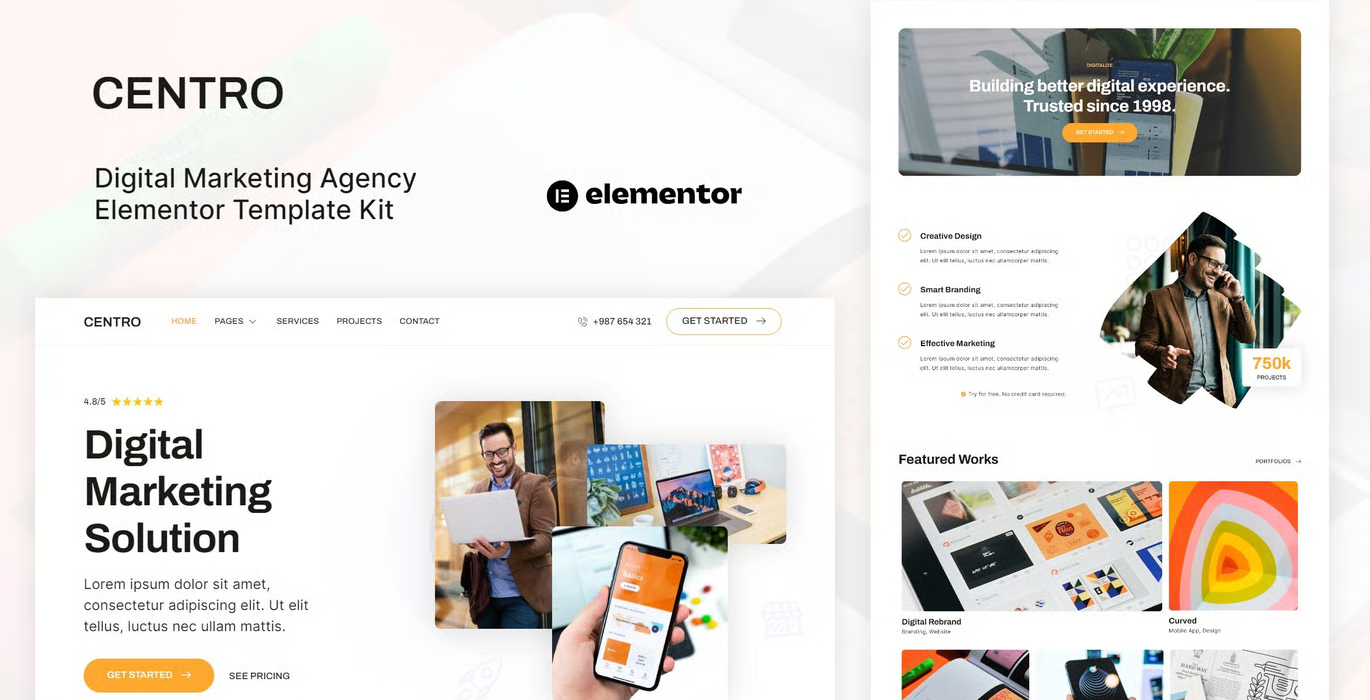 Centro – Digital Marketing Agency & Portfolio Elementor Template Kit