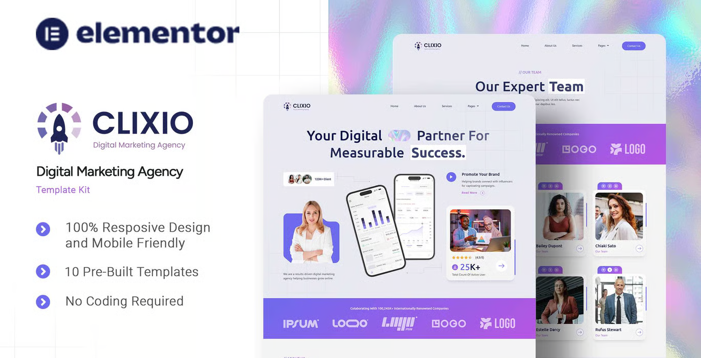 Clixio – Digital Marketing Agency Elementor Template Kit
