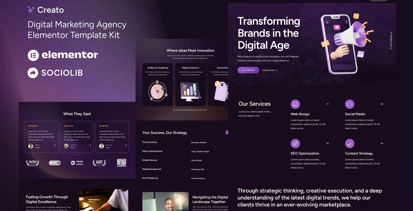 Creato – Digital Marketing Agency Elementor Template Kit