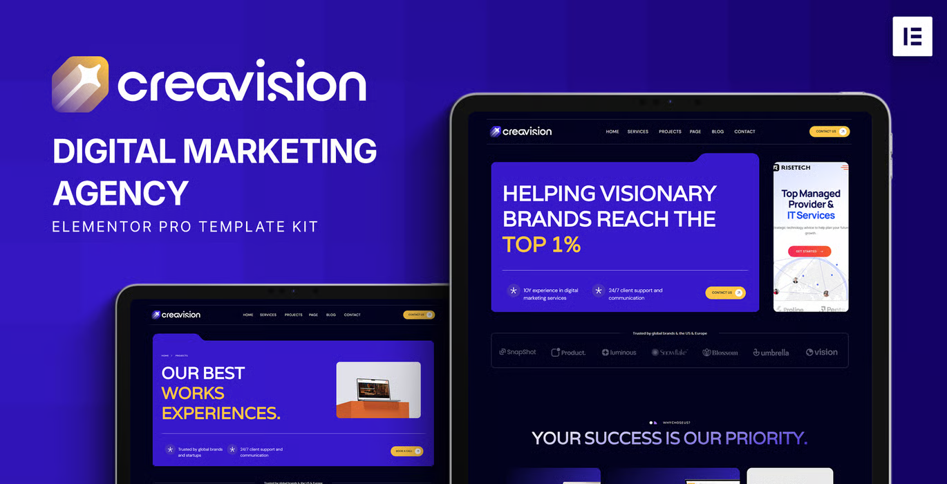 Creavision – Digital Marketing Agency Elementor Pro Template Kit