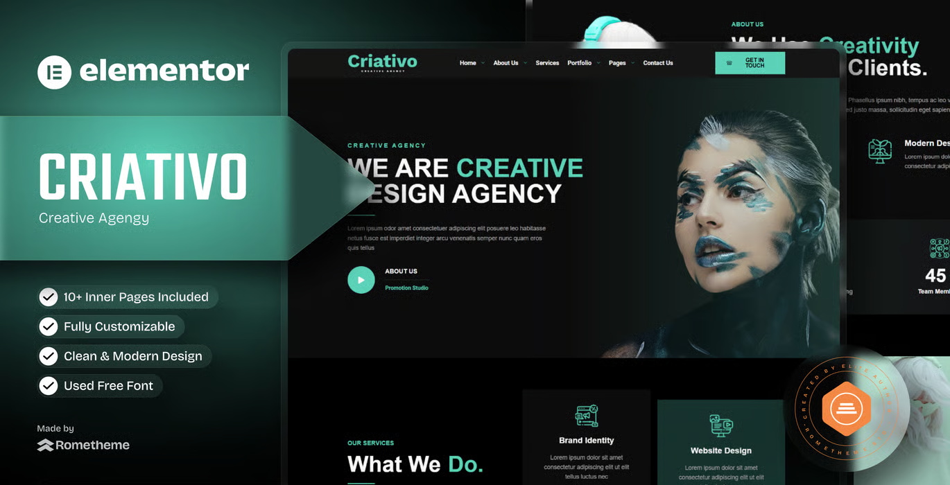 Criativo – Creative Agency & Portfolio Elementor Template Kit