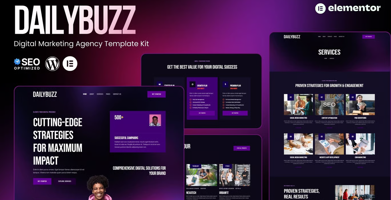 DailyBuzz – Digital Agency Elementor Template Kit