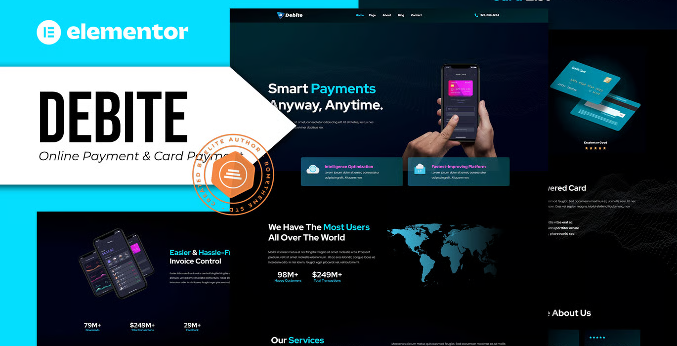 Debite – Card Payment & Online Payment Elementor Template Kit