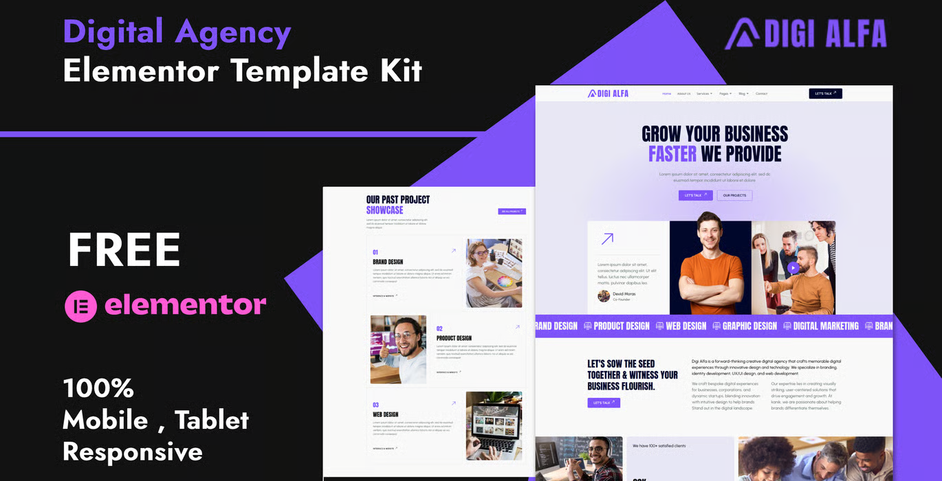 DigiAlfa – Digital Agency Elementor Template Kit