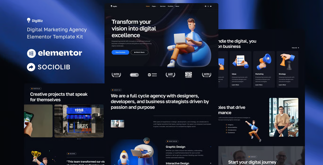 DigiBiz – Digital Marketing Agency Elementor Template Kit