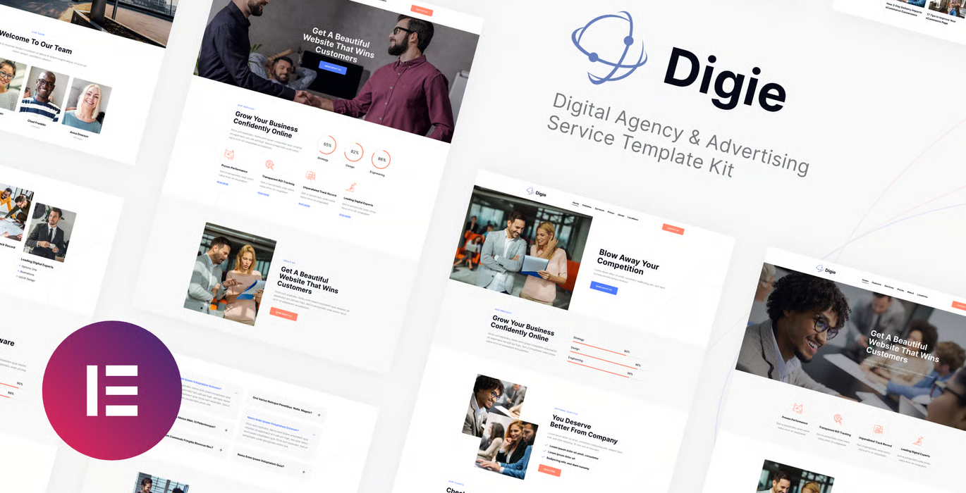 Digie – Digital Agency & Advertising Service Elementor Template Kit