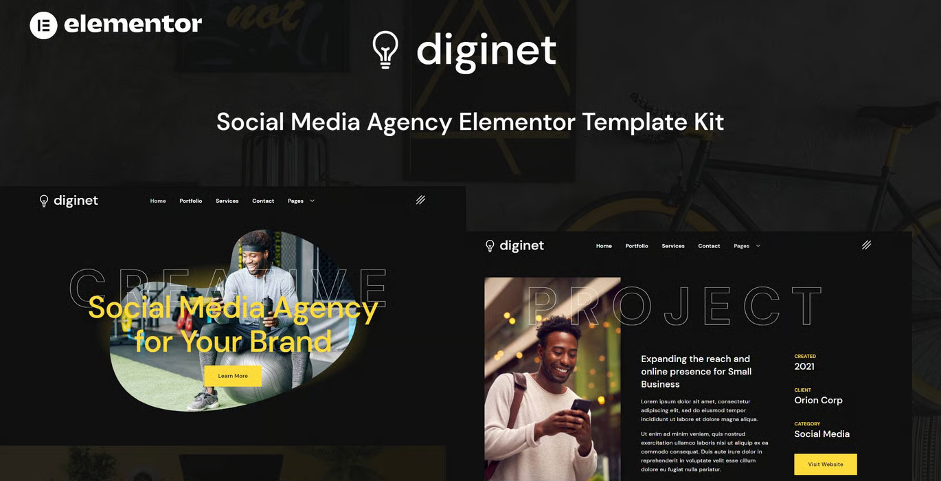 Diginet – Social Media Marketing Agency Elementor Template Kit
