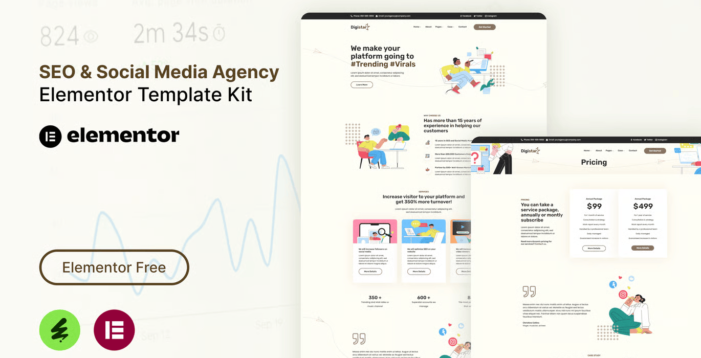Digistar – SEO & Social Media Agency Elementor Templat Kit