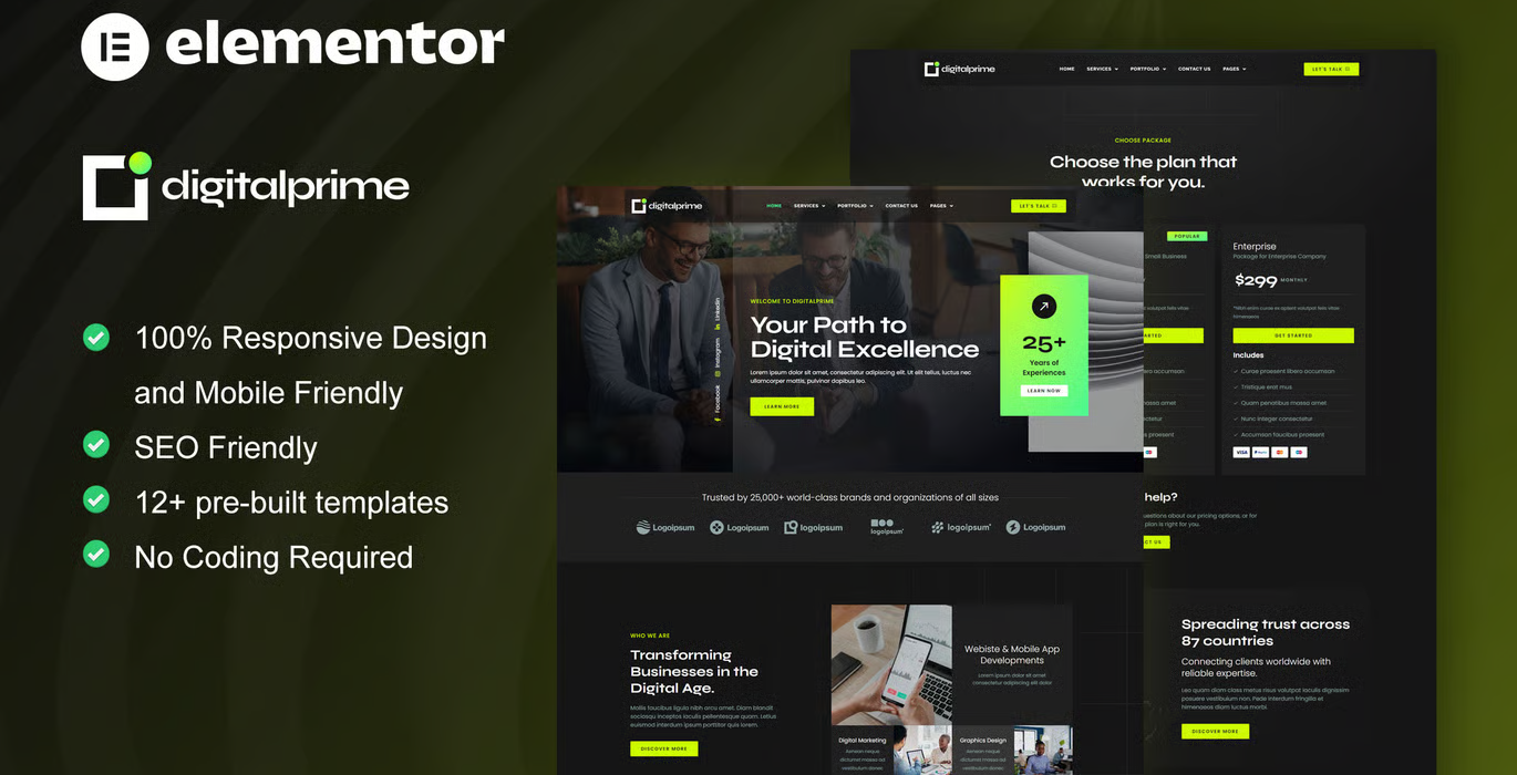 DigitalPrime – Digital Agency Elementor Template Kit