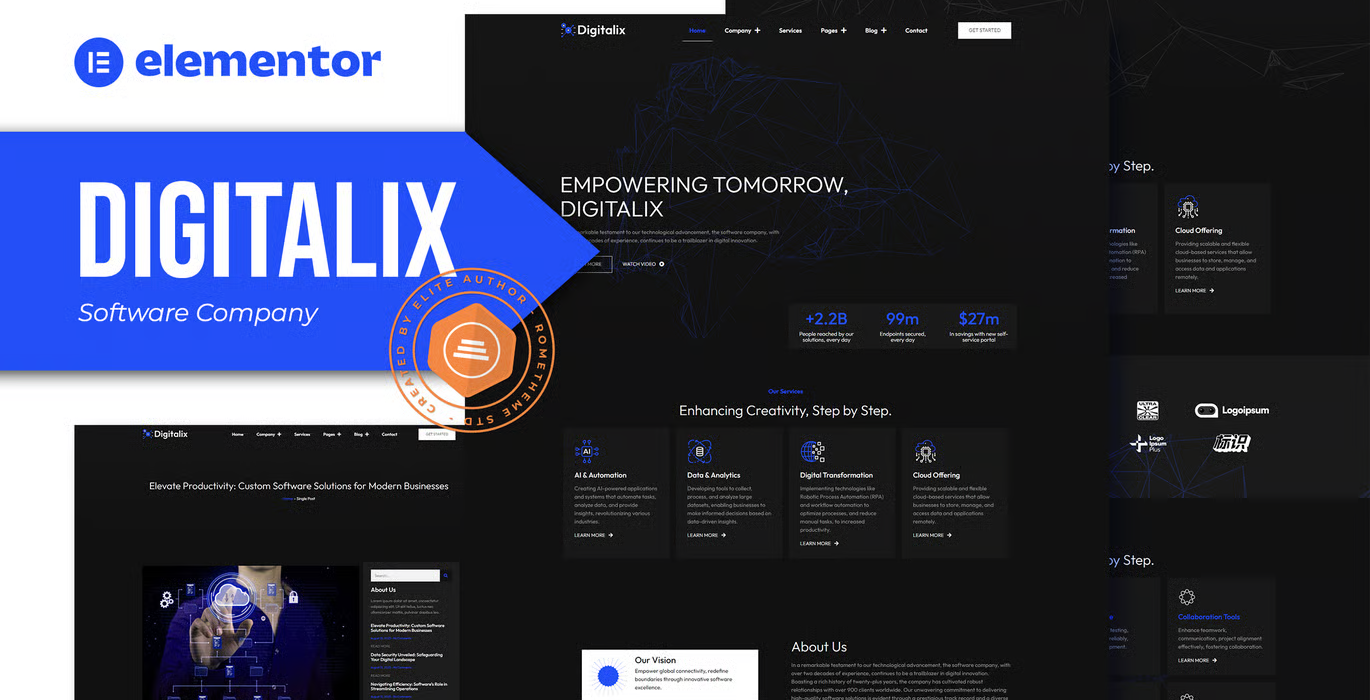 Digitalix – Software Company Elementor Pro Template Kit