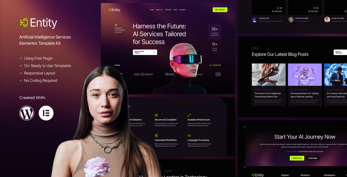Entity – Artificial Intelligence Services Elementor Template Kit