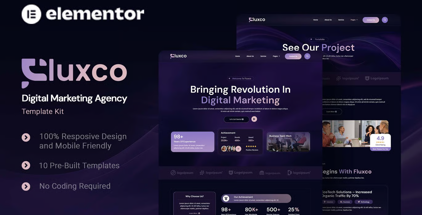 Fluxco – Digital Marketing Agency Elementor Template Kit