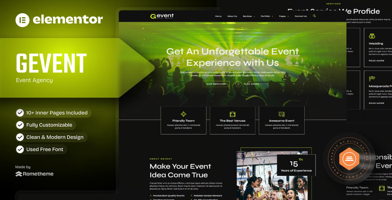 Gevent – Event Agency Elementor Template Kit