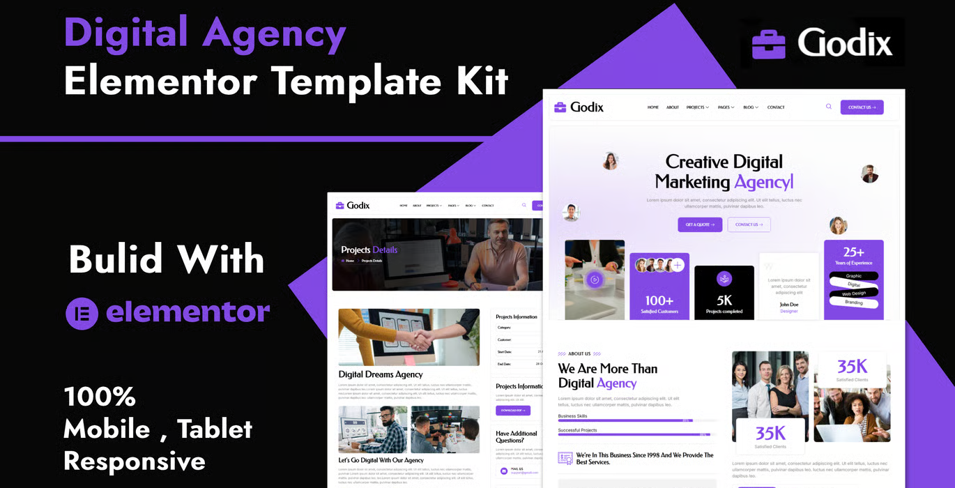 Godix – Digital Agency Elementor Template Kit