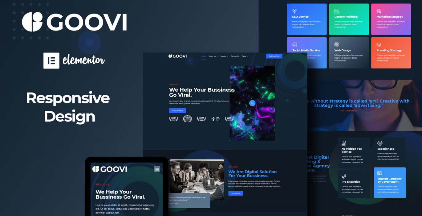 Goovi – Creative Agency & Digital Marketing Elementor Template Kit