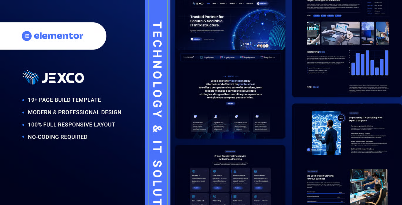 Jexco – Technology & IT Solutions Elementor Template Kit
