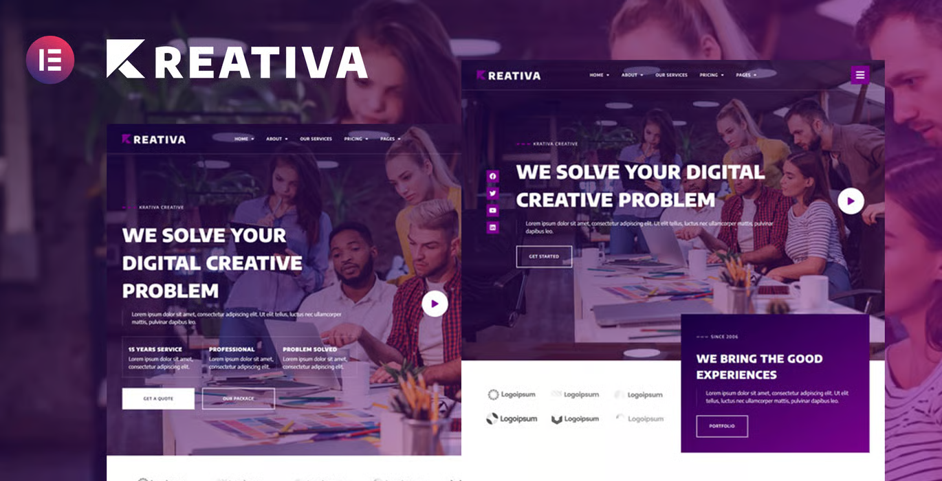Krativa – Creative & Digital Agency Services Elementor Template Kit