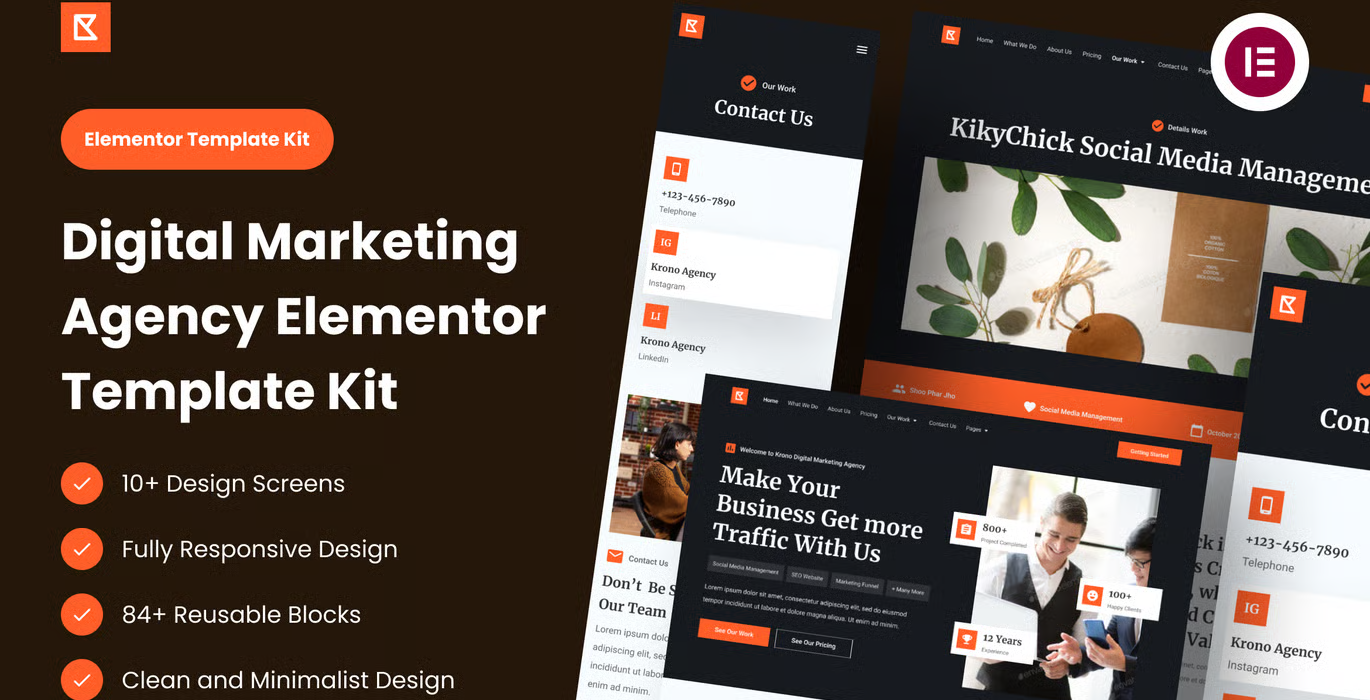 Krono – Digital Marketing Agency Elementor Template Kit
