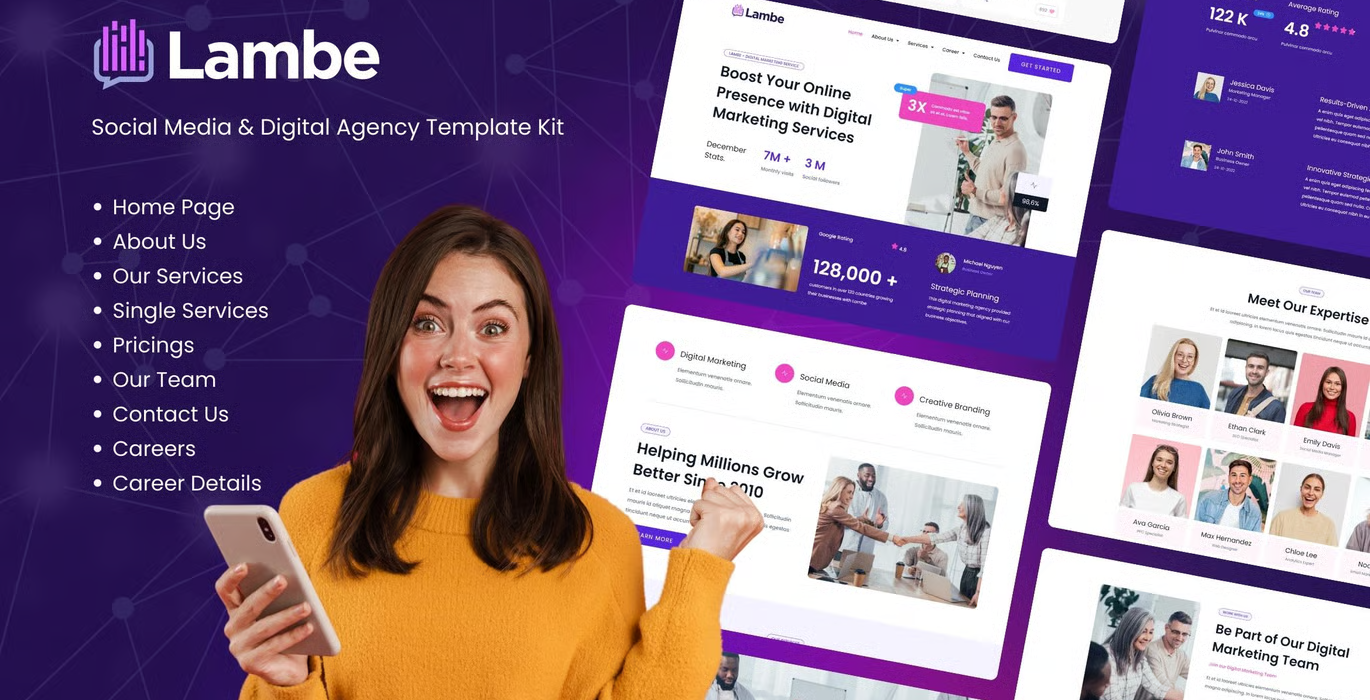 Lambe – Digital Marketing Agency Elementor Template Kit