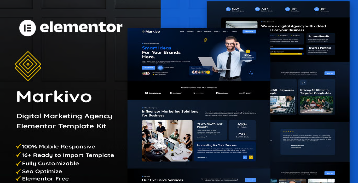 Markivo – Digital Marketing Agency Elementor Template Kit