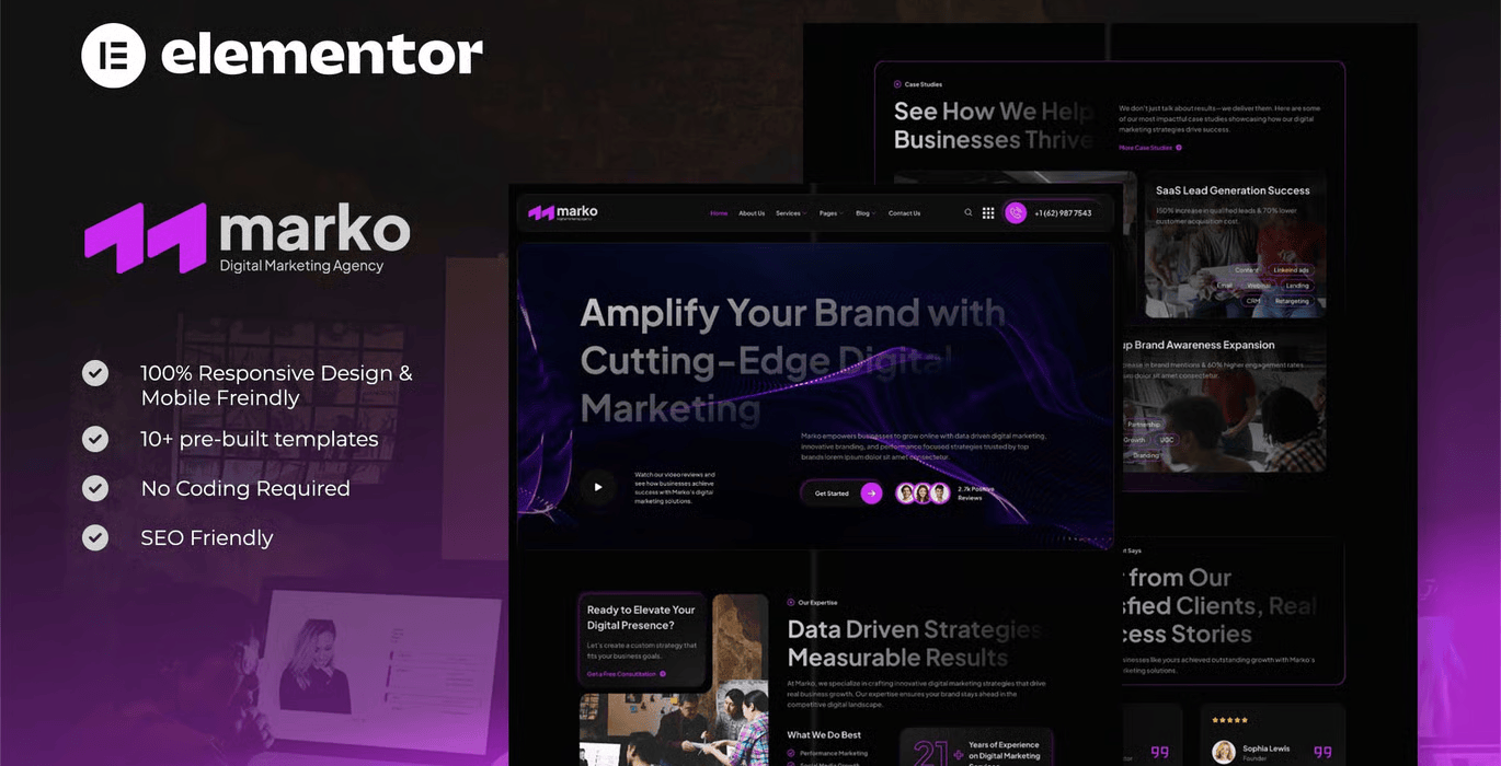 Marko – Digital Marketing Agency Elementor Template Kit