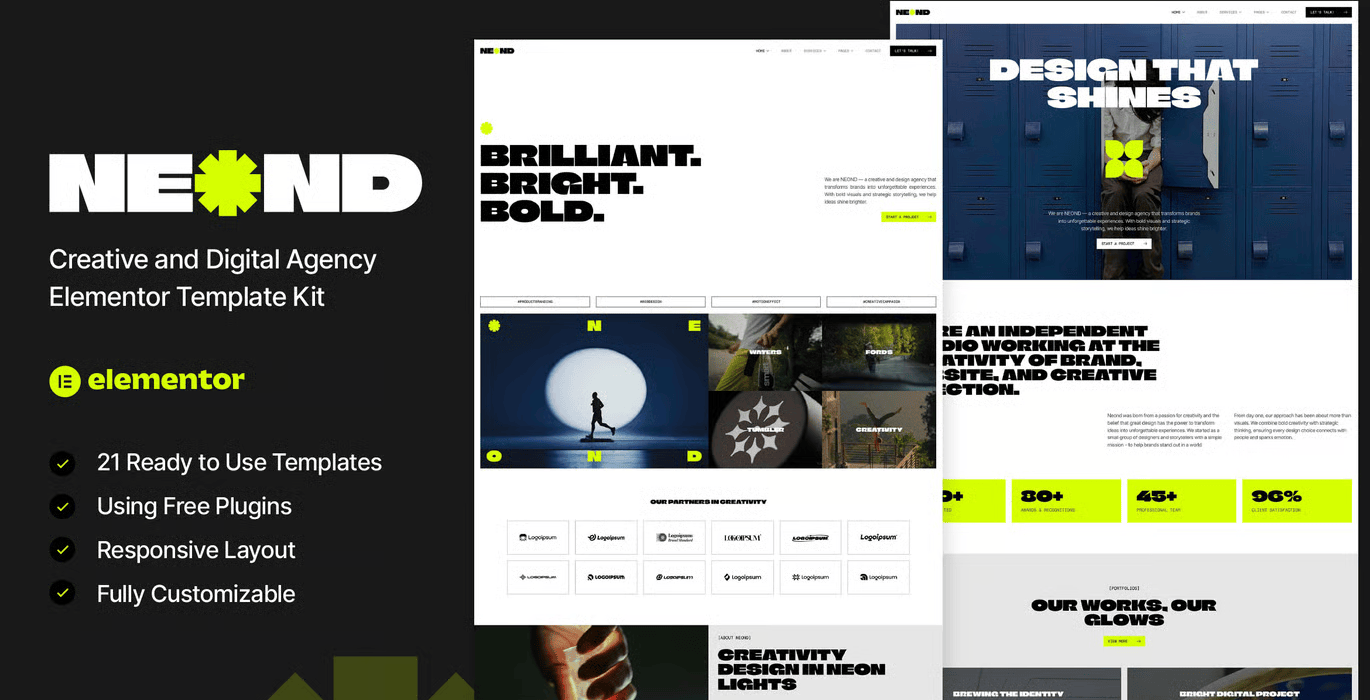 Neond – Creative & Digital Agency Elementor Template Kit