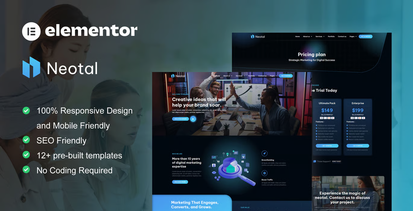 Neotal – Digital Marketing Agency Elementor Pro Template Kit