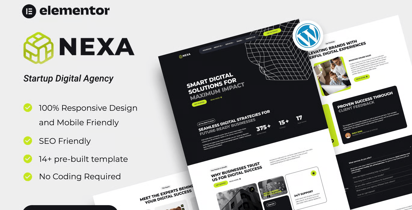 Nexa – Startup Digital Agency Elementor Template Kit
