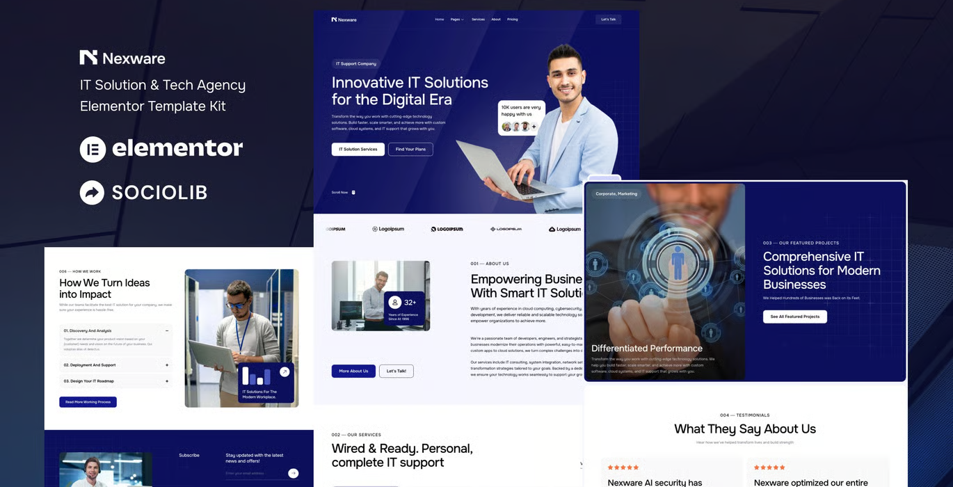 Nexware – IT Solution & Tech Agency Elementor Template Kit