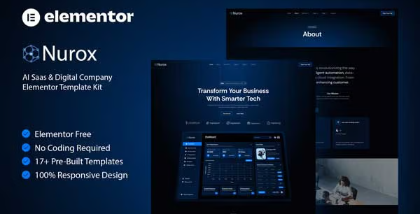 Nurox – AI Saas & Digital Company Elementor Template Kit