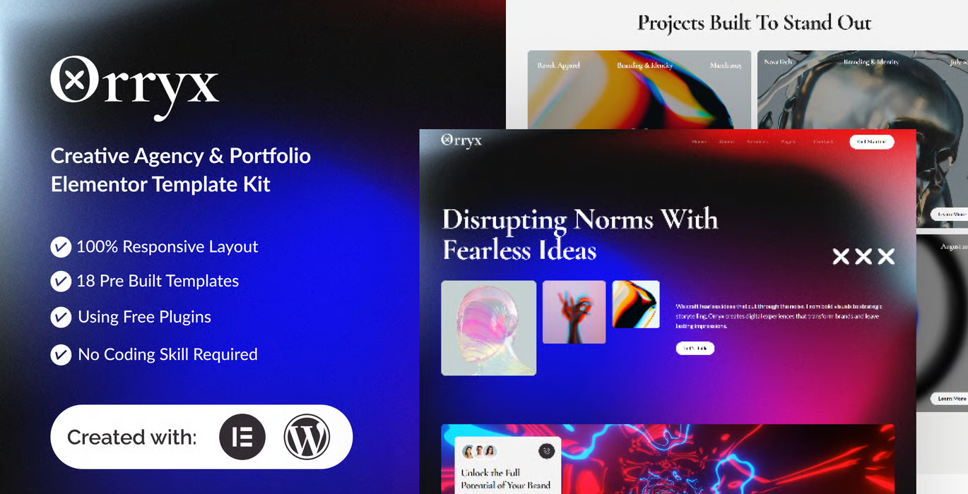 Orryx – Creative Agency & Portfolio Elementor Template Kit