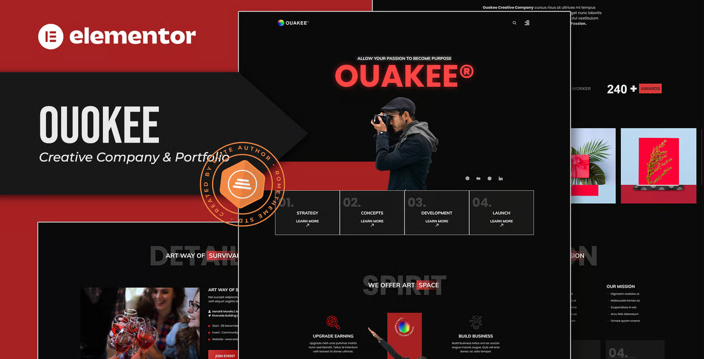 Ouakee – Creative Company & Professional Portfolio Elementor Template Kit