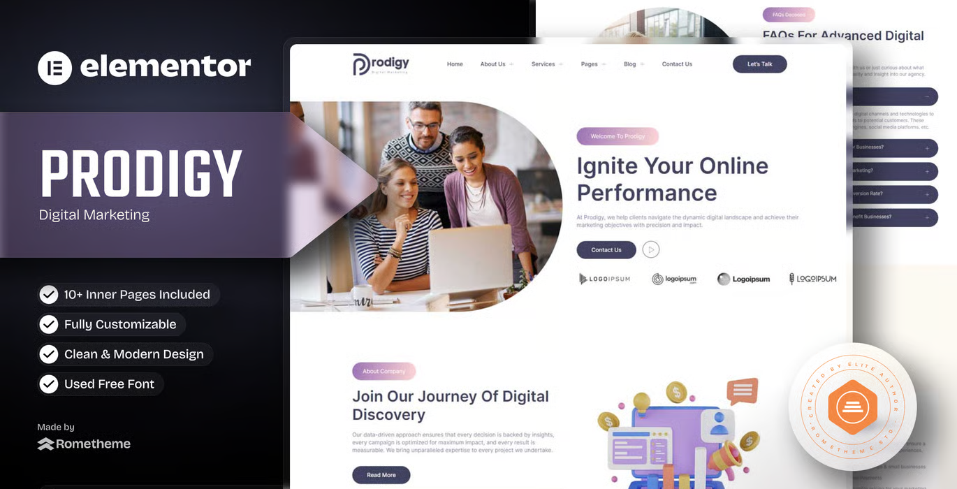 Prodigy – Digital Marketing Elementor Template Kit