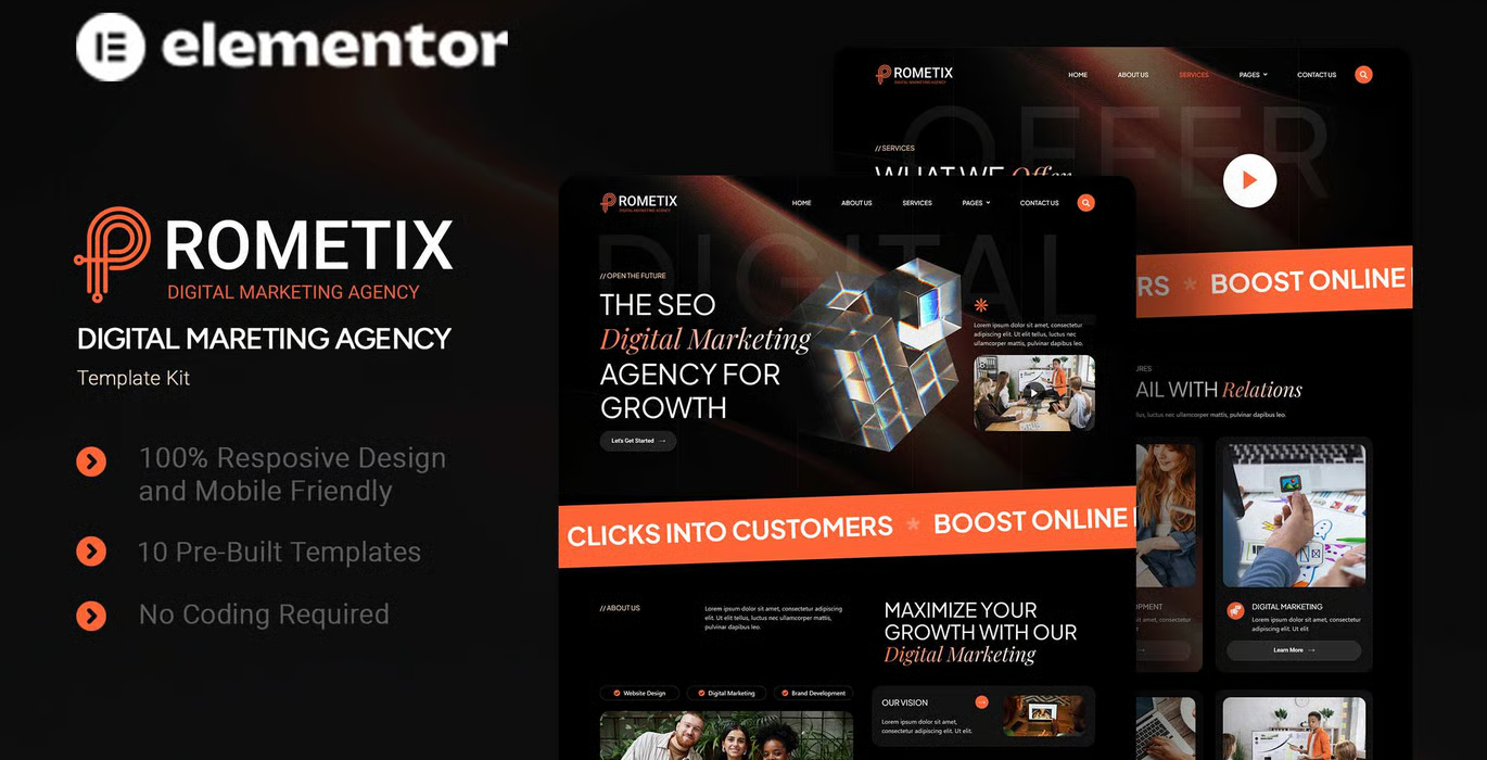 Prometix – Digital Marketing Agency Elementor Template Kit