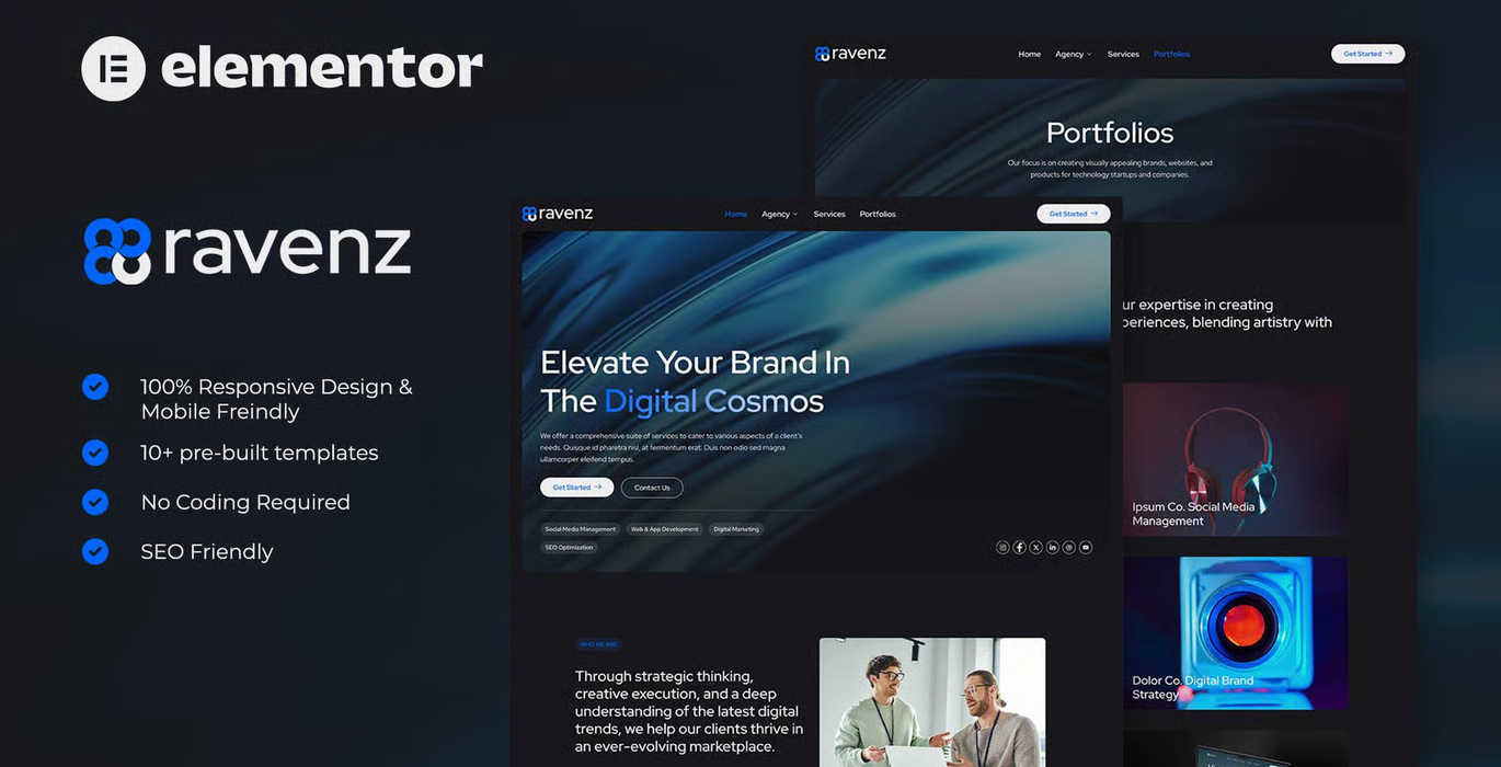Ravenz – Creative Digital Agency Elementor Template Kit