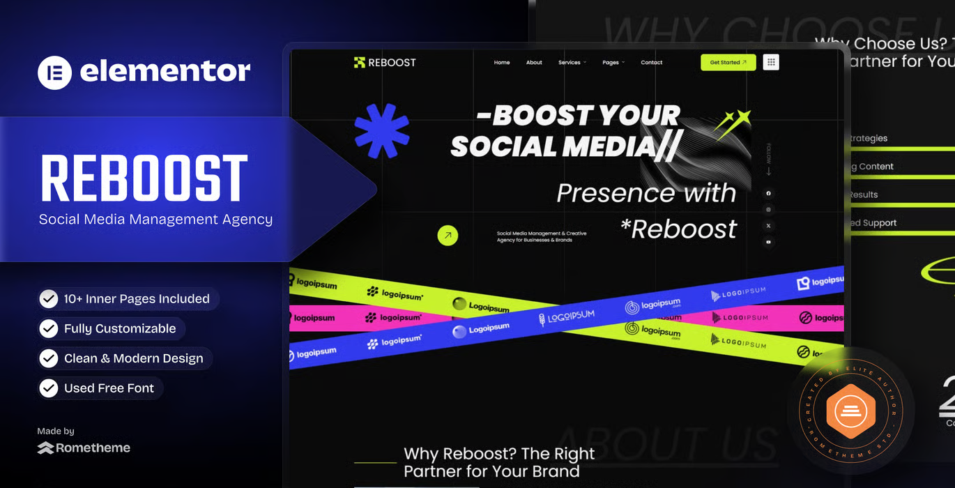 Reboost – Digital Marketing Agency Elementor Template Kit
