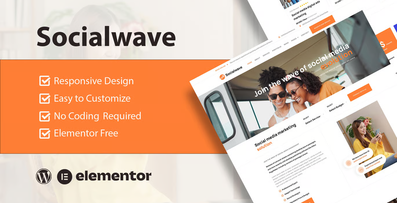 SocialWave – Social Media & Digital Marketing Service Elementor Template Kit