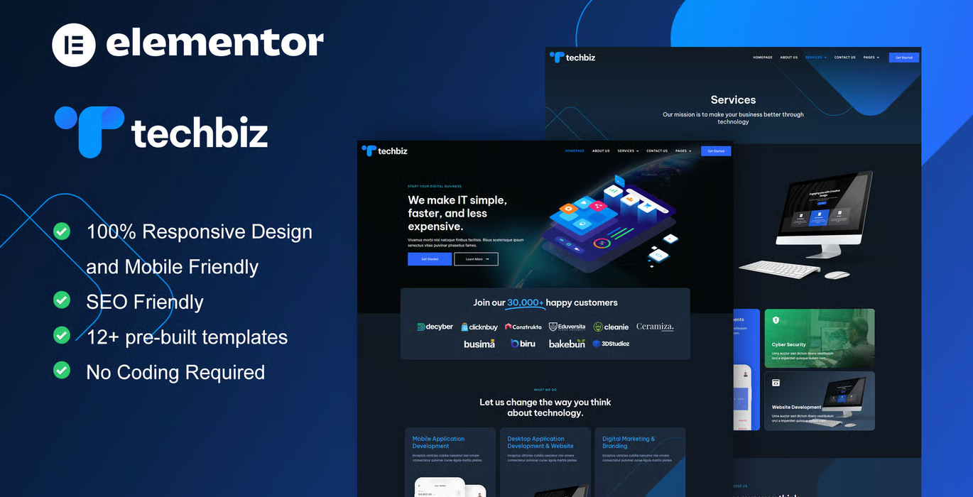 TechnoBiz – IT Solutions & Services Elementor Pro Template Kit