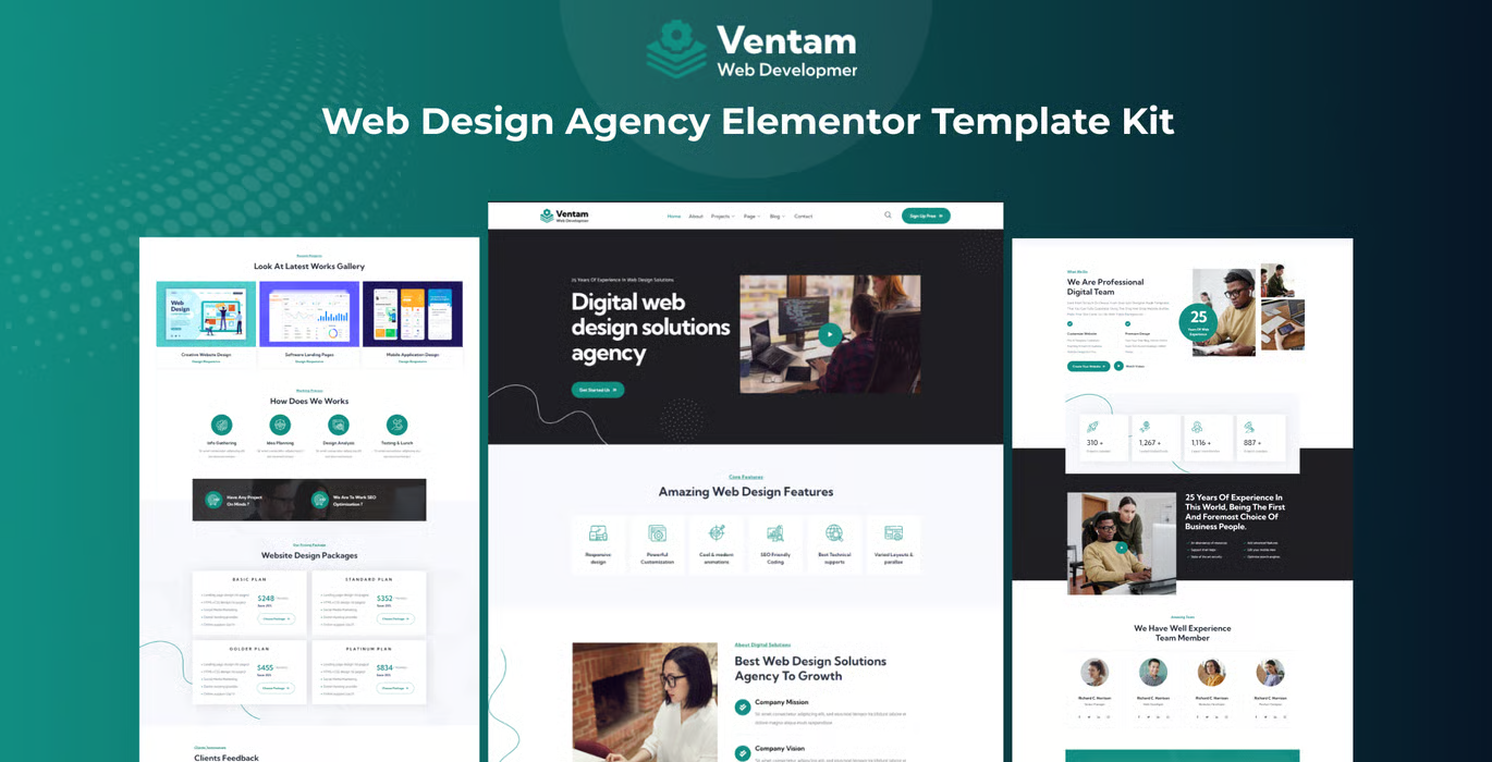 Ventam – Web Design Agency Elementor Template Kit