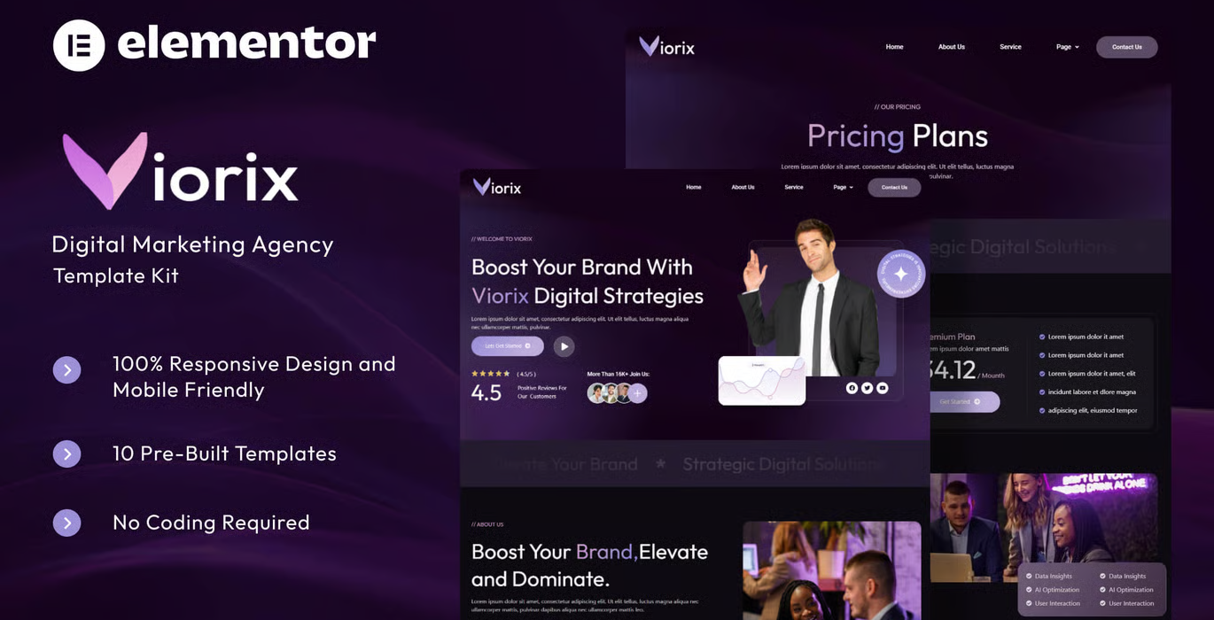Viorix – Digital Marketing Agency Elementor Template Kit