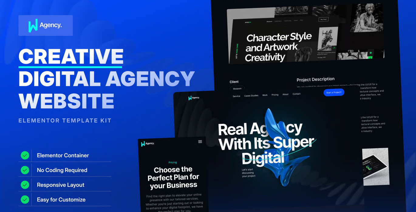 WAgency – Creative Digital Agency Elementor Template Kit