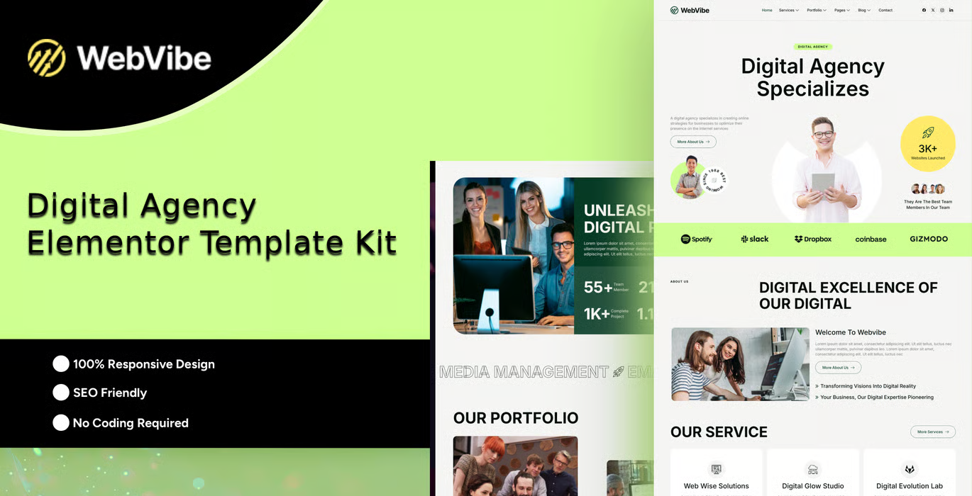 Webvibe – Digital Agency Elementor Template Kit