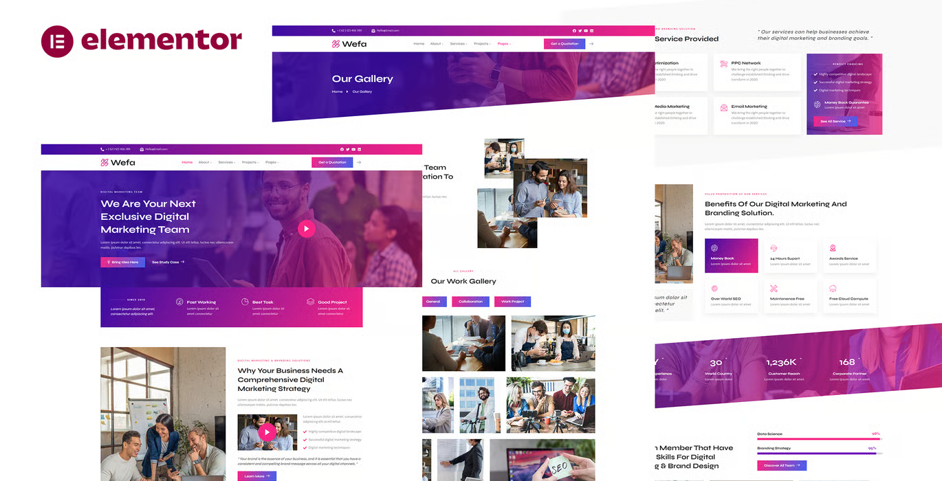 Wefa – Digital Marketing & Brand Design Agency Elementor Template Kit